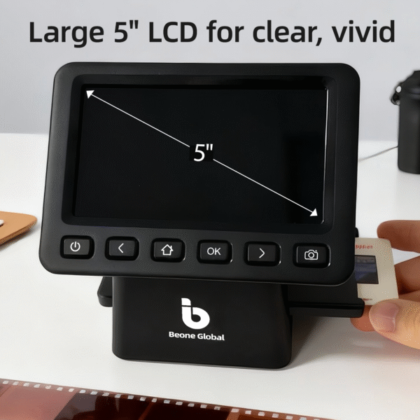 ClearScan P5 Film Scanner with SD Card, Upgraded Version, 24MP High-Resolution 35mm/135/126/110/Super 8 Film & Slide Converter with 5” LCD, Quick Digital JPEG Conversion