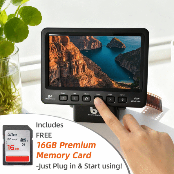 ClearScan P7 Film Scanner with SD Card,7” LCD,Upgraded Version, 24MP High-Resolution 35mm/135/126/110/Super 8 Film & Slide Converter, Quick Digital JPEG Conversion